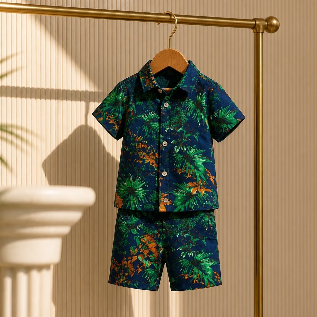Boys Tropical Floral Shirt & Shorts Set