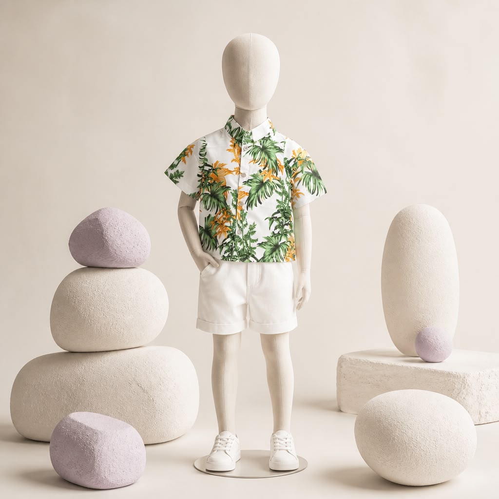 Boys Tropical Floral Shirt & Shorts Set