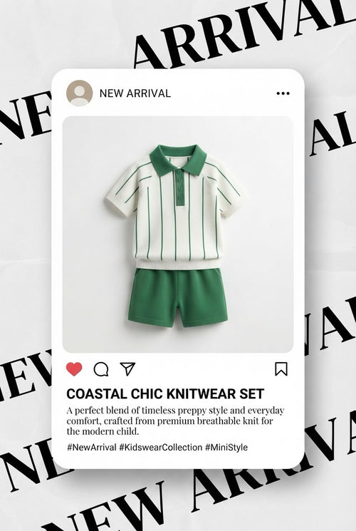 Boys Green Striped Polo Shirt & Shorts Set