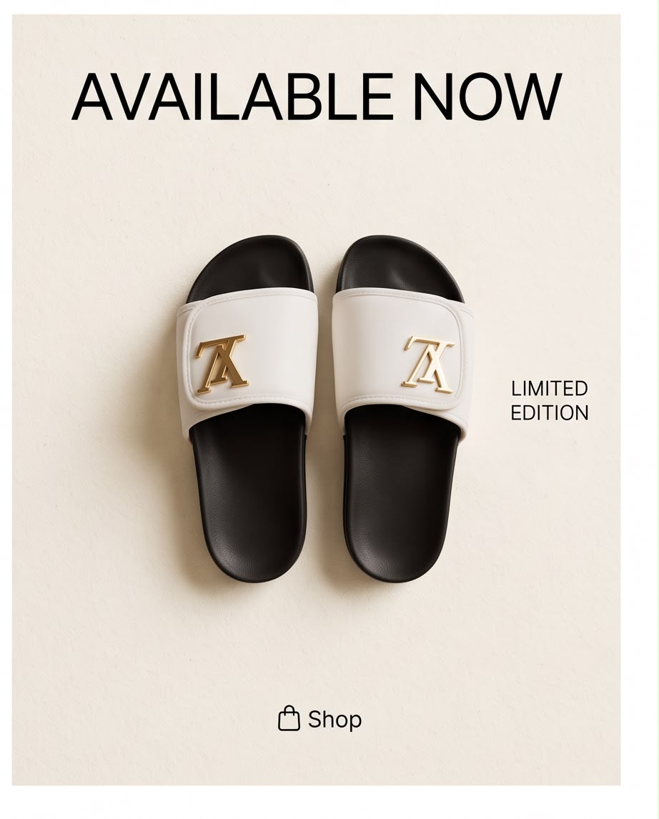 Kids Slide Slippers with Metal Logo Detail