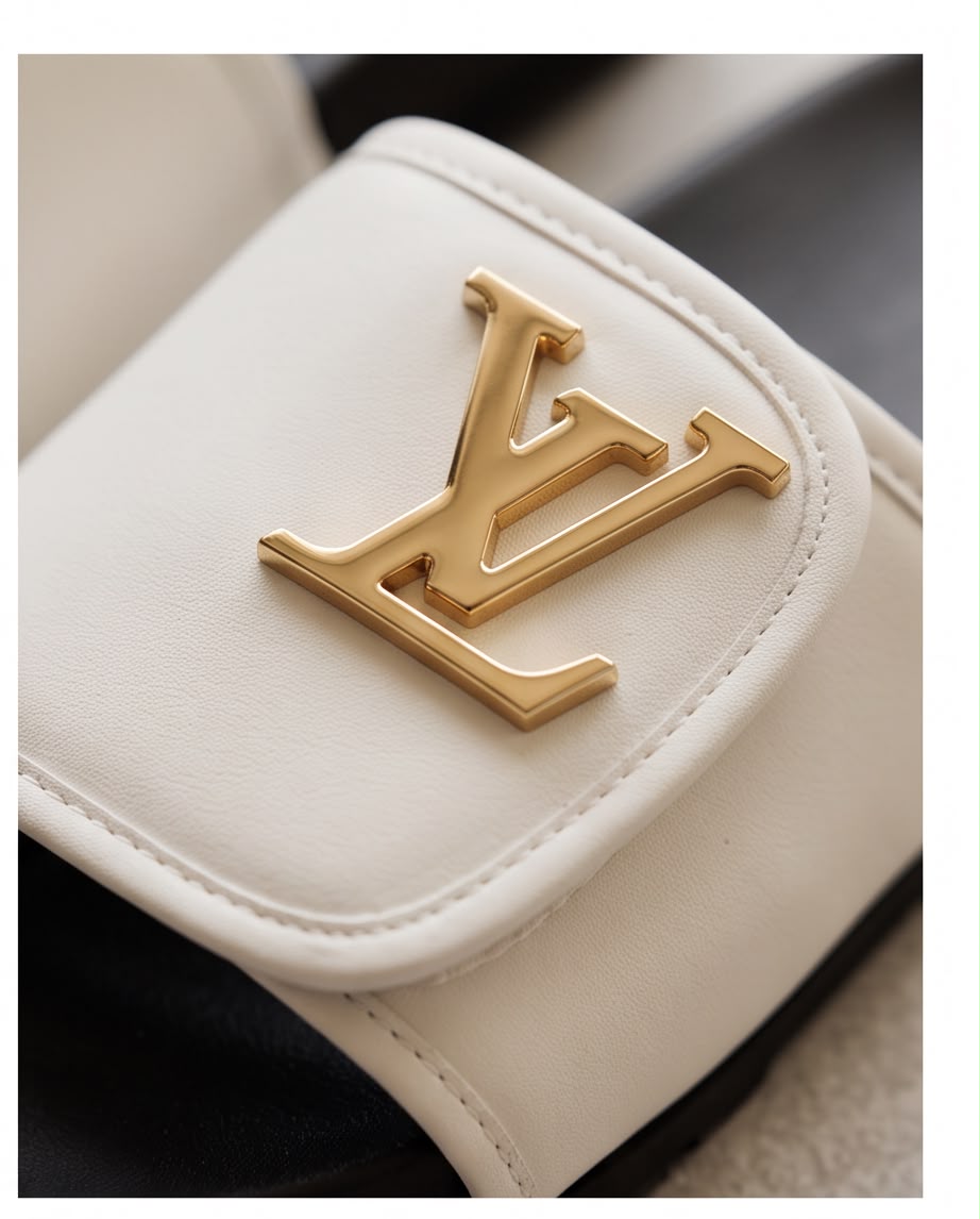 Kids Slide Slippers with Metal Logo Detail