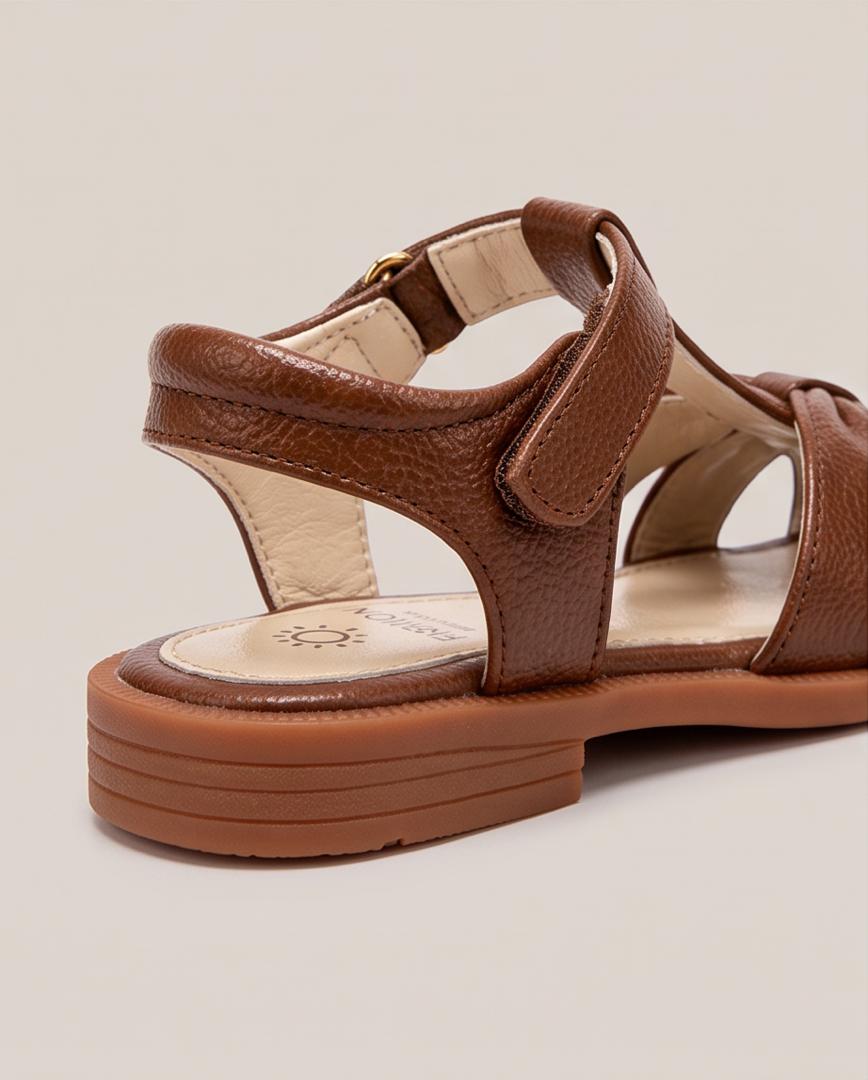 Kids Brown Knotted Strap Open-Toe Sandals