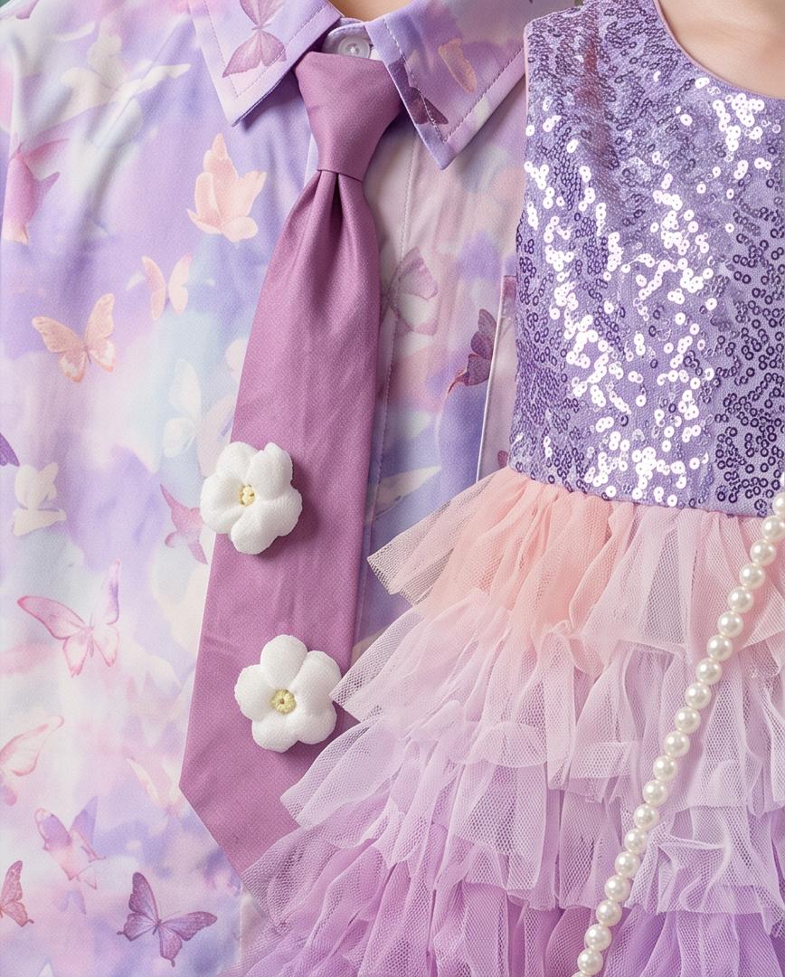 Kids Purple Butterfly Matching Outfit Set (Boy & Girl)