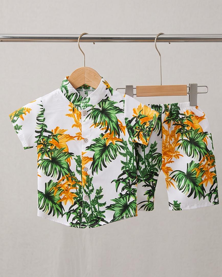 Boys Tropical Floral Shirt & Shorts Set