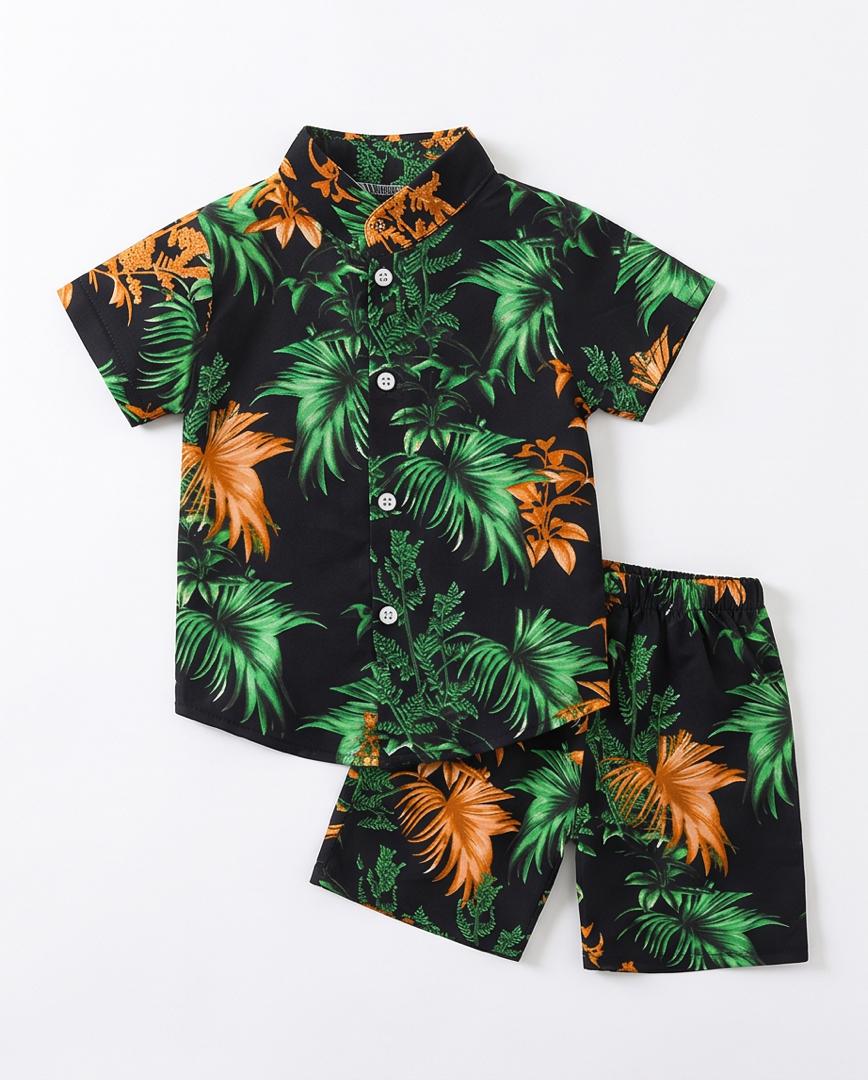 Boys Tropical Floral Shirt & Shorts Set