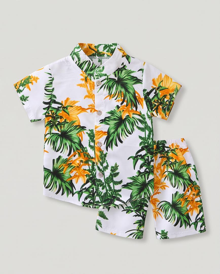 Boys Tropical Floral Shirt & Shorts Set