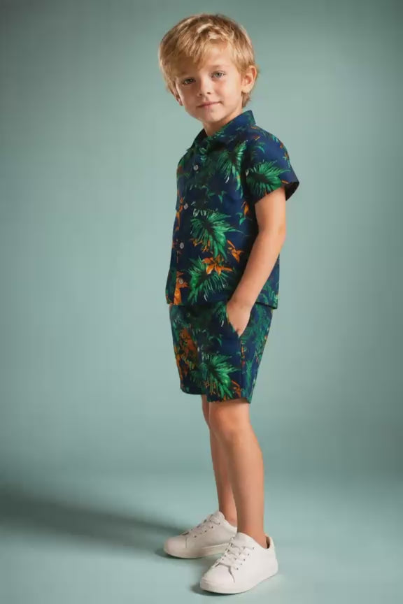 Boys Tropical Floral Shirt & Shorts Set